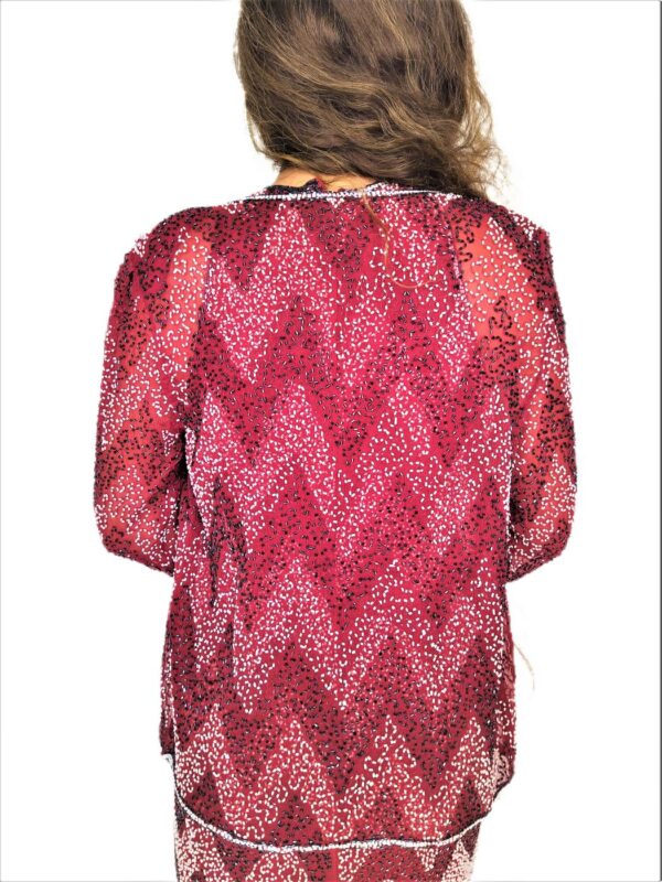 Women Red Long Kaftan Maxi Dress - Zari Embroidery with Jacket - Image 6