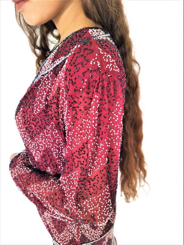 Women Red Long Kaftan Maxi Dress - Zari Embroidery with Jacket - Image 10