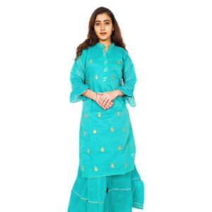 Women's Fashionable Turquoise Sharara Set
