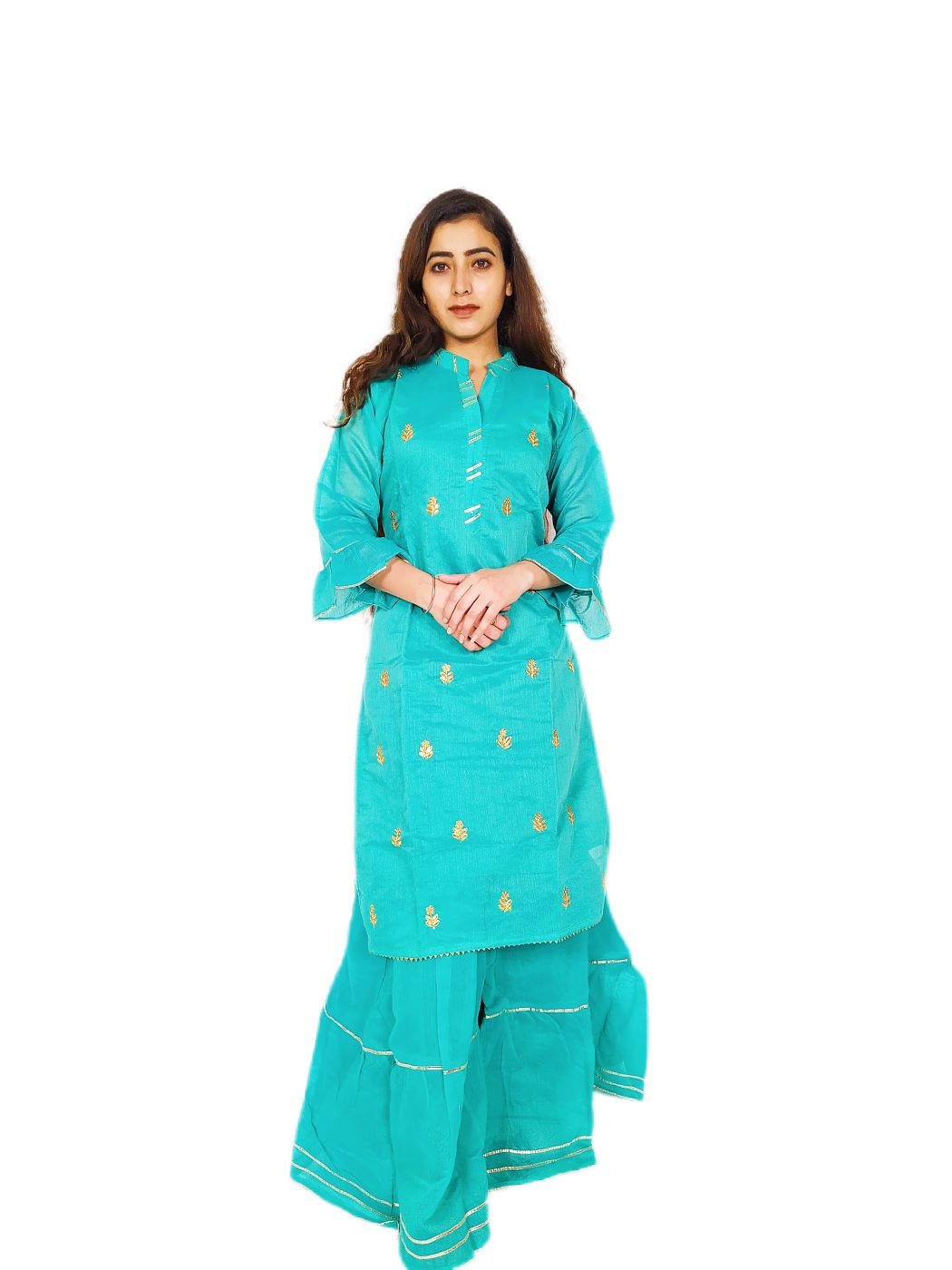 Women's Fashionable Turquoise Sharara Set