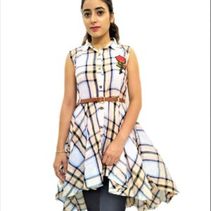 Women's White Check Midi Dress