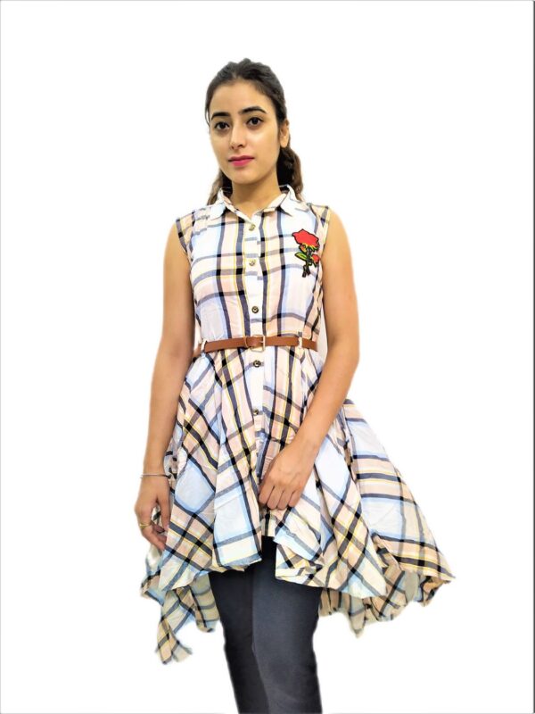 Women's White Check Midi Dress