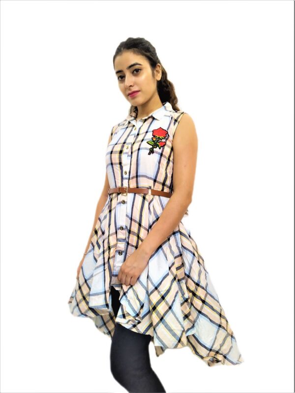 Women's White Check Midi Dress - Image 2