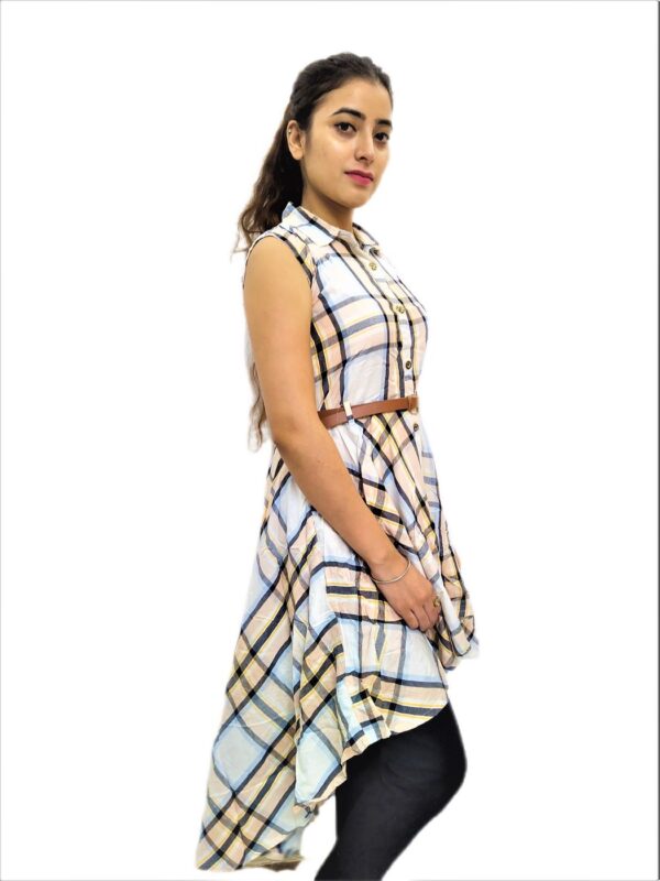 Women's White Check Midi Dress - Image 4
