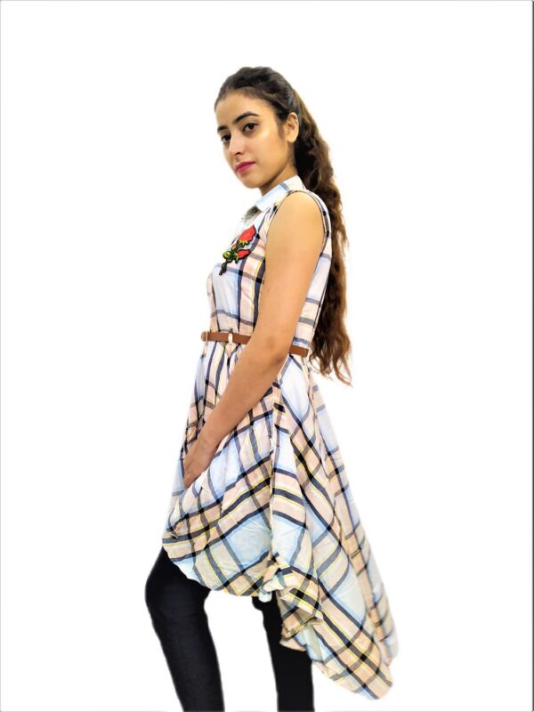 Women's White Check Midi Dress - Image 5