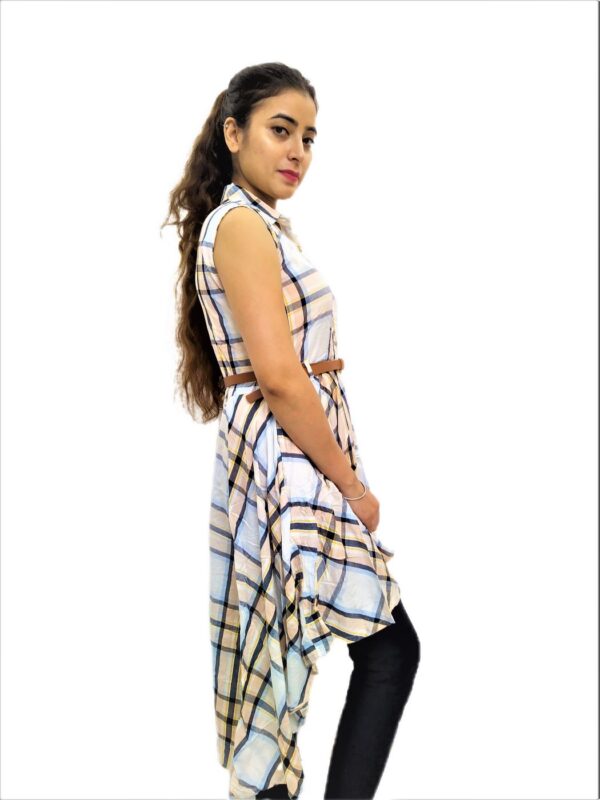 Women's White Check Midi Dress - Image 6