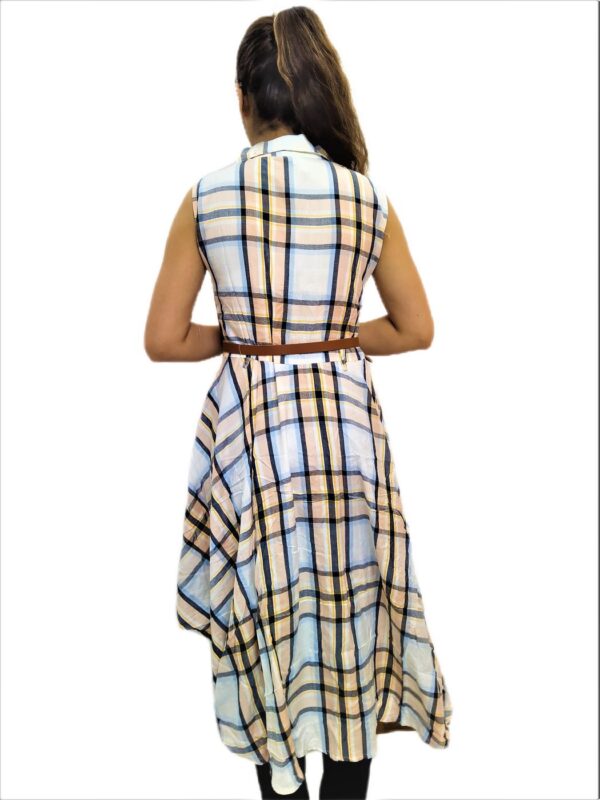 Women's White Check Midi Dress - Image 7