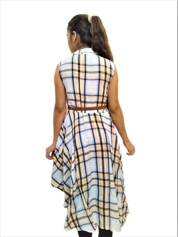 Women's White Check Midi Dress - Image 8