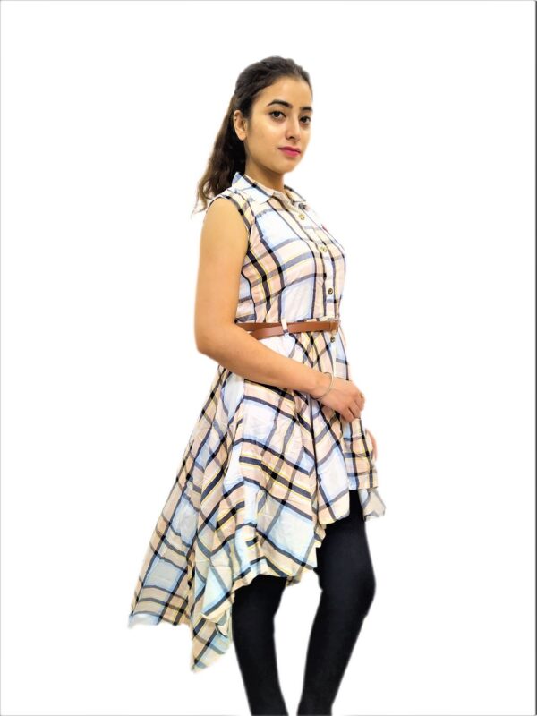 Women's White Check Midi Dress - Image 10