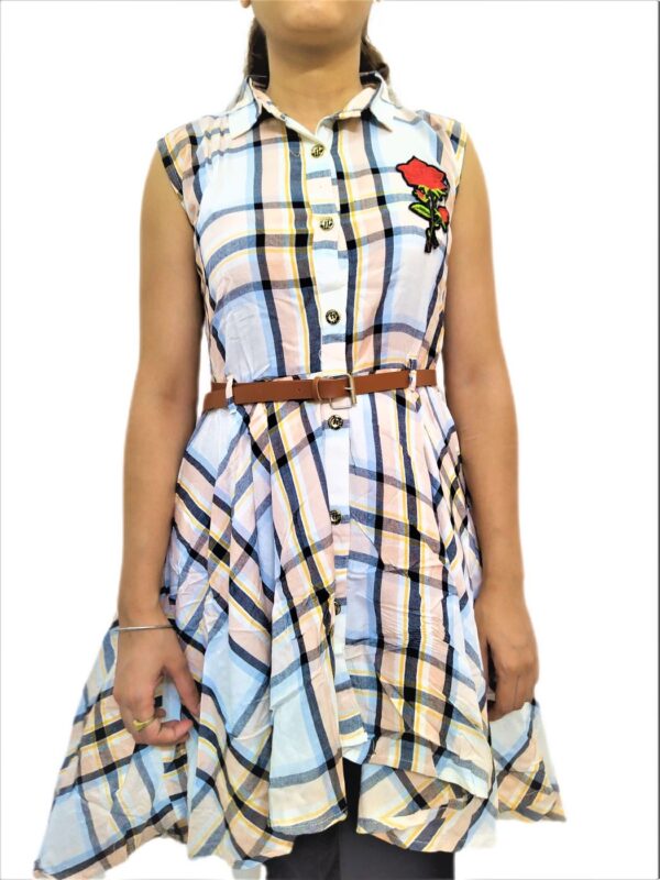 Women's White Check Midi Dress - Image 11