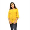 Women's Yellow Solid Stretchable Wide Round Neck Regular Wear Top