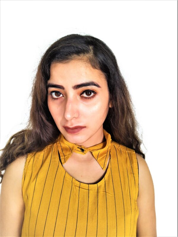 Yellow (Mustard) Ruffle Design Sleeveless Top with Collar-Neck and Inner T-Shirt - Image 11
