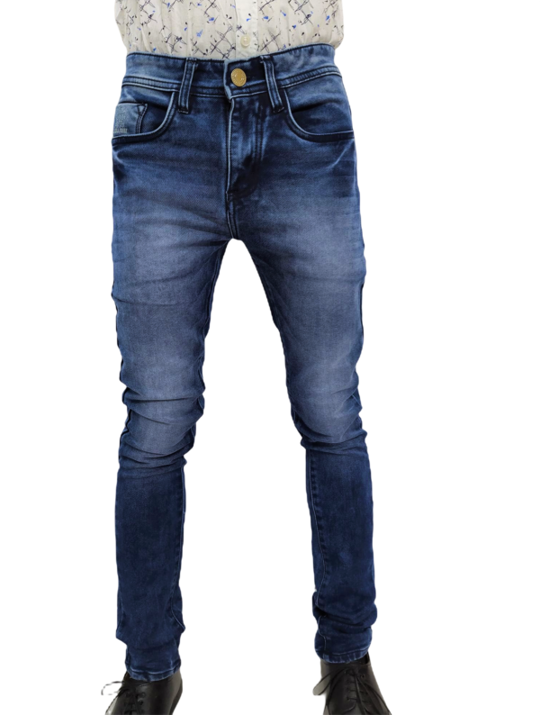 Men's Solid Blue Casual Jeans - Image 3