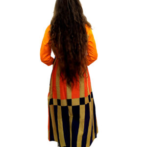 Women’s Multicolor Wide Stripe Orange Base Designer Rayon Kurti - Image 4