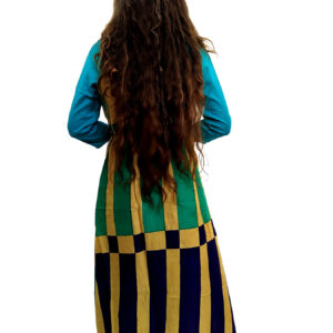 Women’s Multicolor Wide Stripe Firozi Base Designer Rayon Kurti - Image 4