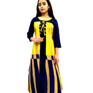 Alternative view of Women’s Multicolor Wide Stripe Blue Base Designer Rayon Kurti