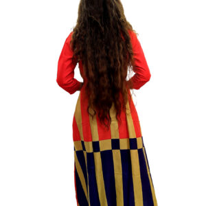 Women's Multicolor Wide Stripe Red Base Designer Rayon Kurti - Image 5
