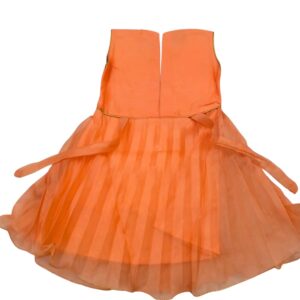 Orange Net Floral Embroidered Party Frock for Baby Girls | Soft 3-Layer Net Dress for Birthday, Wedding Comfortable Kids Wear - Image 2