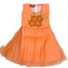 Orange Net Floral Embroidered Party Frock for Baby Girls | Soft 3-Layer Net Dress for Birthday, Wedding Comfortable Kids Wear