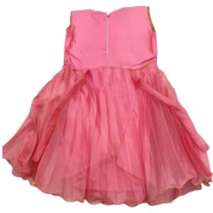 Light Pink Net Floral Embroidered Party Frock for Baby Girls | Soft 3-Layer Net Dress for Birthday & Wedding | Comfortable Kids Wear - Image 2