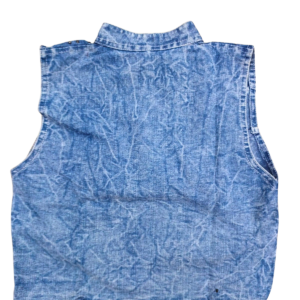 Blue Denim Embroidered Waistcoat Set for Girls – Casual 2-Piece Kids Outfit with Top - Image 5