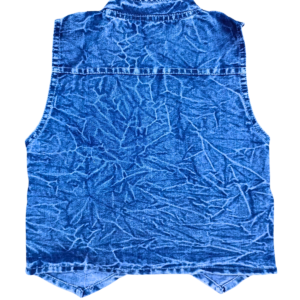 Blue Denim Embroidered Waistcoat Set with Top for Girls – 2-Piece Casual Outfit - Image 5