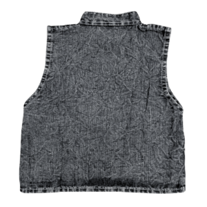 Black Denim Embroidered Waistcoat Set for Girls – Casual 2-Piece Kids Outfit with Top - Image 5
