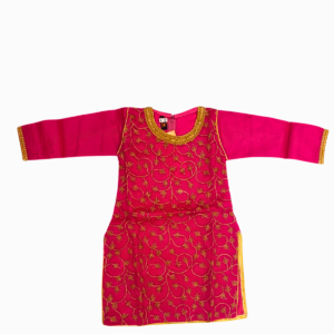 Alternative view of Girls Special Occasion Wear Pink Sharara Suit Set | Embroidered Top with Bell Bottom Pants | Party Dress for Kids | Age 8–9 Years
