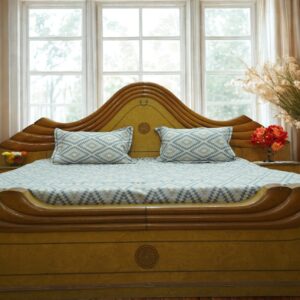Gray Waving Pattern Trapezoidal Design Double Bed Bedsheet | 108 x 108 Inches | with 2 Pillow Covers