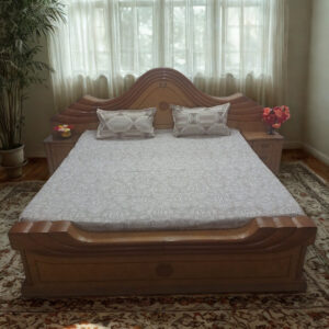 Mughal Art Floral Print Reversible King Size Double Bedsheet | Peach Flowers on Light Pink Background Cotton | Flat Bedsheet – Both Side Use - Image 3