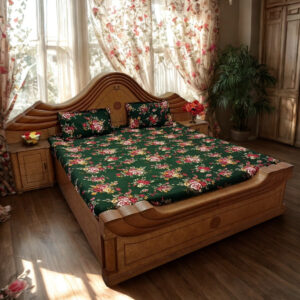 Multicolor Green Floral Double Bedsheet with 2 Matching Pillow Covers, Vibrant Print, Size 90 x 100 Inches - Image 3