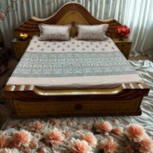 Alternative view of Floral Plants Digital Print King Size Flat Bedsheet – Light Pink Background, 108 x 108 Inches, Super Soft with 2 Pillow Covers