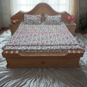 Alternative view of 4 Piece Comforter Set with Bedsheet & 2 Pillow Covers – Dark Pink Floral Print on Light Pink Background, Comforter 86 x 86 Inches, Flat Bedsheet 108 x 108 Inches
