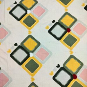 Beautiful Multicolor Square Print King Size Double Bedsheet with 2 Matching Pillow Covers Cotton | Light Cream Background | 108 x 108 Inches - Image 4