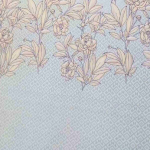 Light Blue Floral Bedsheet with Brown Flower & Leaf Print and Geometric Border, King Size 108 x 108 Inches with 2 Matching Pillow Covers - Image 5