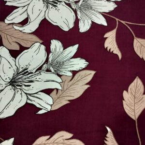 Floral Print Flat Double Bedsheet with 2 Pillow Covers | Large White Flowers on Deep Maroon Background | Size 90 x 100 Inches - Image 3