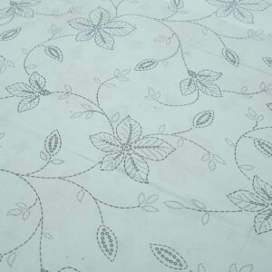 Black Digital Floral Double Bed Bedsheet | White Background | 108 x 108 Inches | with 2 Pillow Covers - Image 3