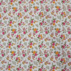 Elegant White Fitted Double Bedsheet with Pink & Orange Flower Print, Green Leaf Design, 2 Pillow Covers, 90 x 100 Inches - Image 3