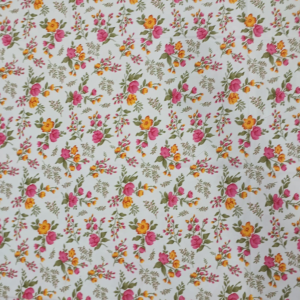 Floral Double Bedsheet with 2 Pillow Covers – White Base with Pink & Yellow Flower Print, 90 x 100 Inches, Glace Cotton Fabric - Image 3