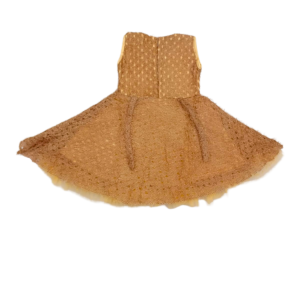 Alternative view of Golden Satin Feather Frock for Baby Girls | 4-Layer Dress | Size 3–4 Years | Fancy Birthday, Wedding & Festive Dress for Kids