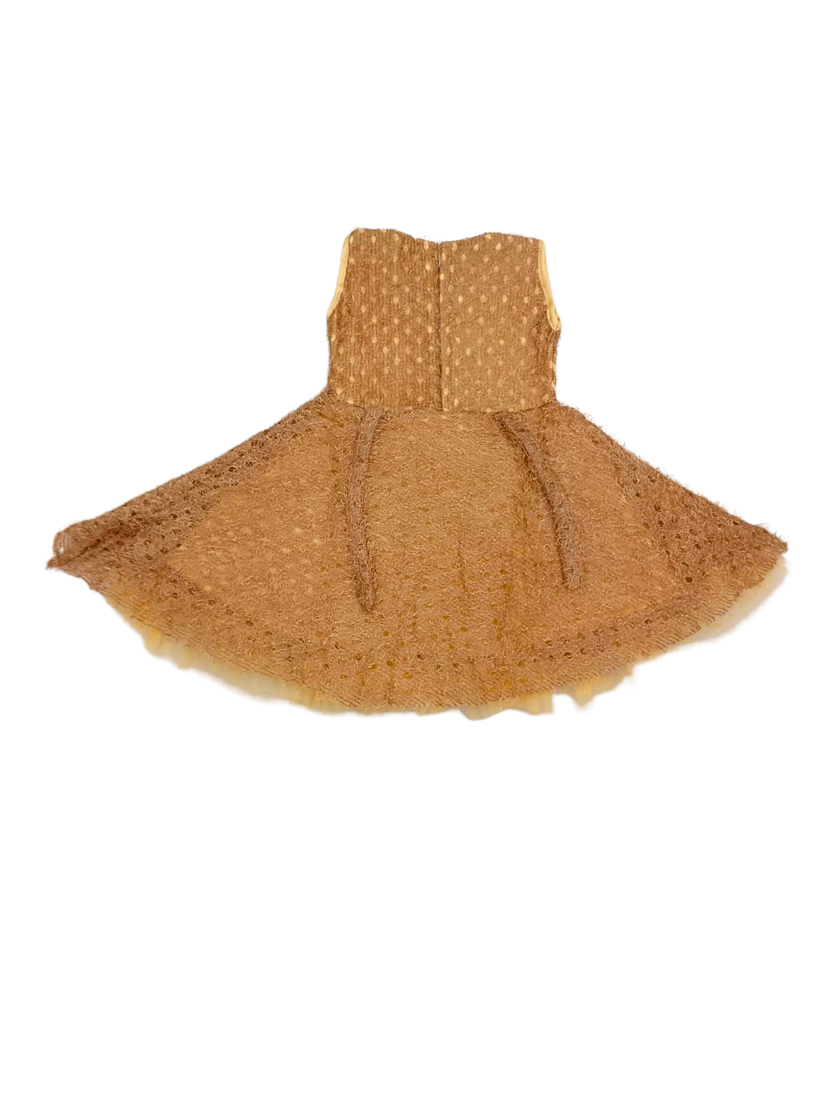 Golden Satin Feather Frock for Baby Girls | 4-Layer Dress | Size 3–4 Years | Fancy Birthday, Wedding & Festive Dress for Kids - Image 2