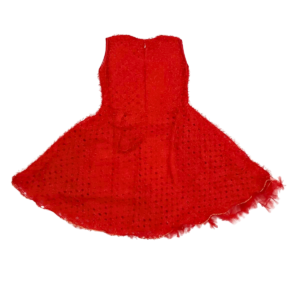 Alternative view of Red Satin Feather Frock for Baby Girls | 4-Layer Dress | Size 5–6 Years | Fancy Birthday, Wedding & Festive Dress for Kids