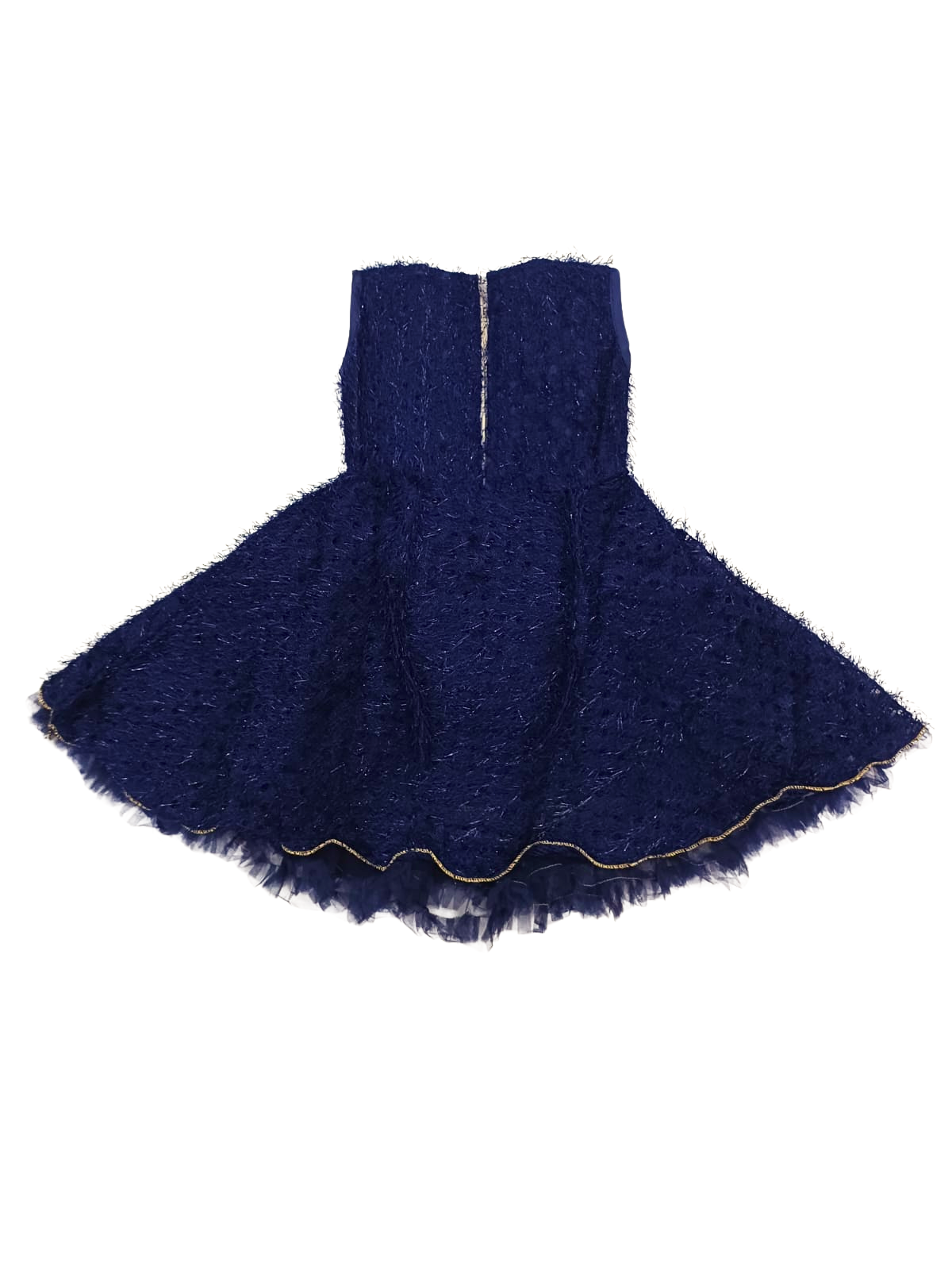 Navy Blue Satin Feather Frock for Baby Girls | 4 Layer Fancy Dress | Size 4–5 Years | Kids Birthday, Wedding - Image 2