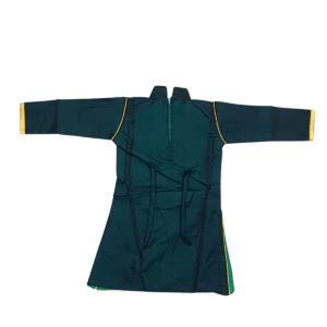 Beautiful Dark Green Floral Golden Embroidery Kurta Set with Golden Skirt and Dupatta for Kid Girls (5–7 Years) - Image 4
