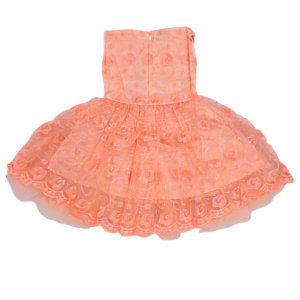 Alternative view of Orange Net Embroidered Floral Party Frock for Baby Girls | Soft 4-Layer Net Dress for Birthday, Wedding Comfortable Kids Wear