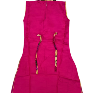 Pink Floral Embroidered Kurta Skirt Set with Dupatta for Girls | Golden Work Ethnic Outfit for Parties & Special Occasions | Age 7–8 Years - Image 4