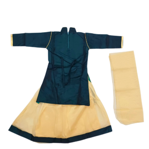 Alternative view of Beautiful Dark Green Floral Golden Embroidery Kurta Set with Golden Skirt and Dupatta for Kid Girls (5–7 Years)