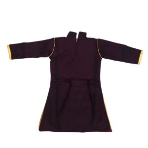 Beautiful Dark Violet Golden Floral Embroidery Kurta Set with Golden Skirt and Dupatta for Kid Girls (5–7 Years) - Image 4