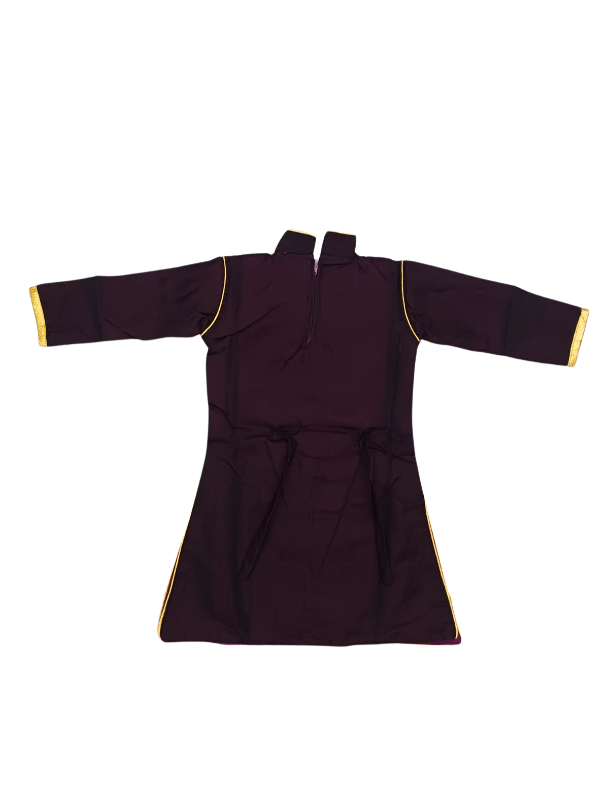 Beautiful Dark Violet Golden Floral Embroidery Kurta Set with Golden Skirt and Dupatta for Kid Girls (5–7 Years) - Image 4