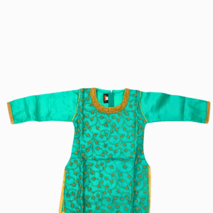 Alternative view of Green Girls Kids Sharara Suit | Embroidered Bell Bottom Sharara with Golden Work | Festive Occasion Wear | Size 7–8 Years